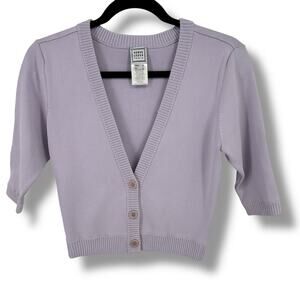 Herve Leger Paris Crop V Neck Cardigan Sweater Womens Size Medium Lilac Purple